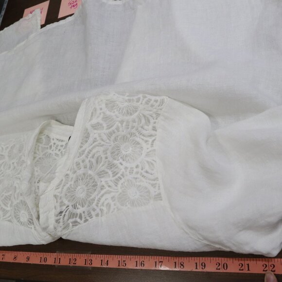 M Linen Top Women 2X White‎ Boho Romantic Prep Classy Feminine Delicate Ethereal - Picture 11 of 16